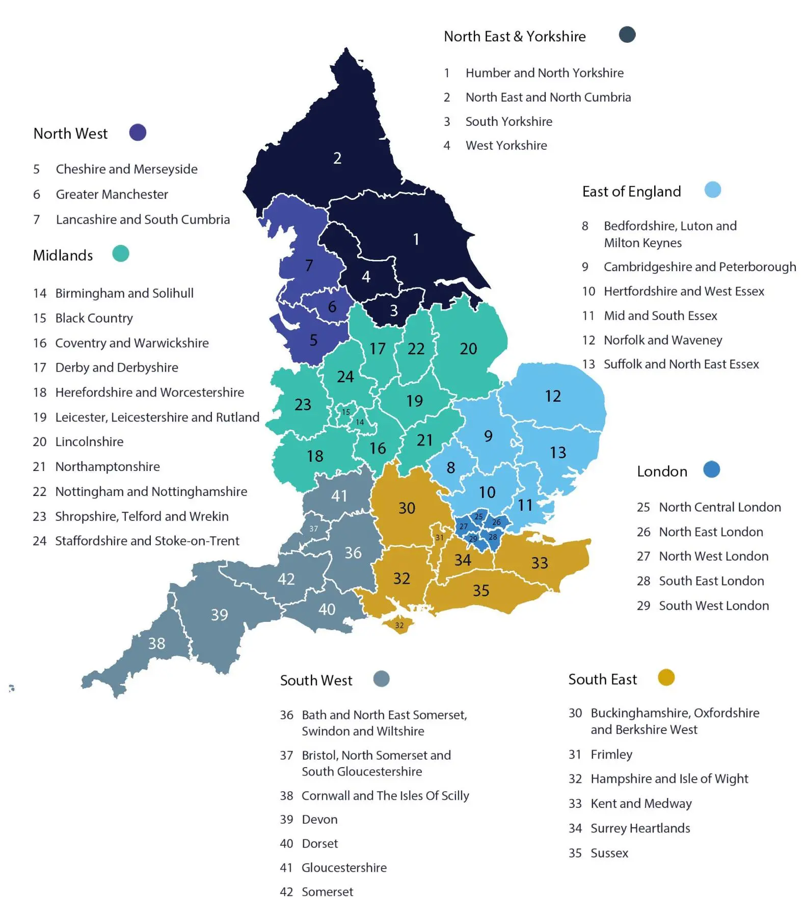 A map of ICBs across England, as of 30 June 2022